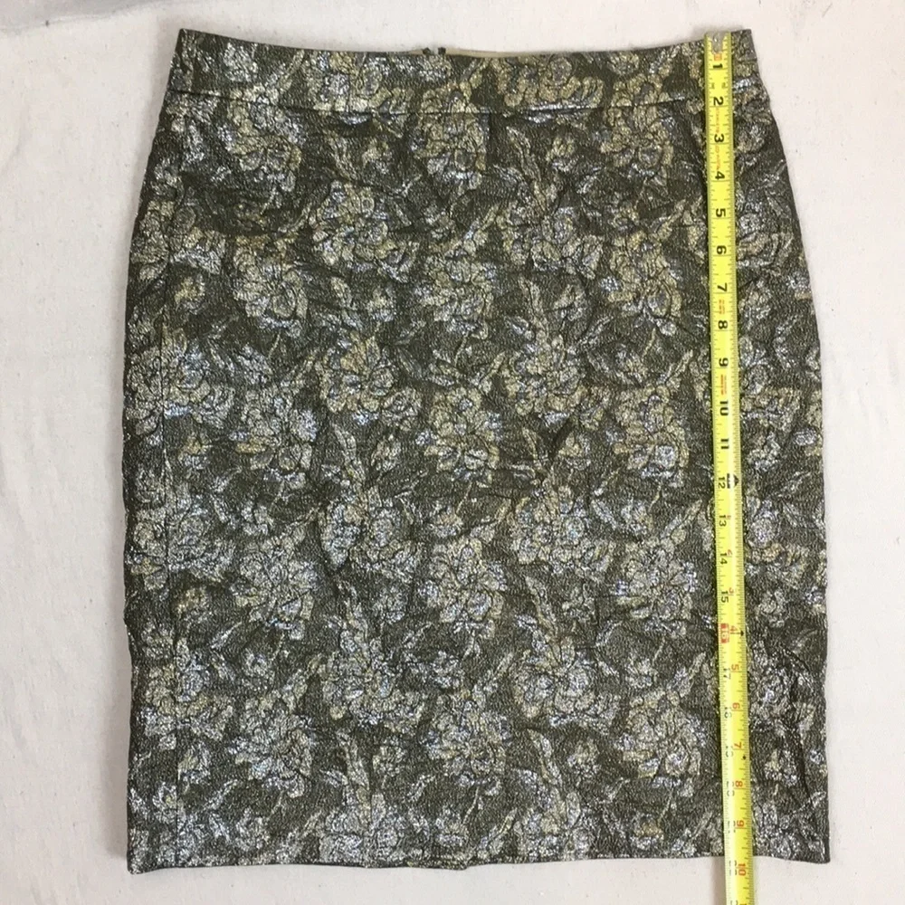 J Crew collection metallic brocade pencil skirt 6